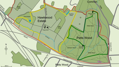 Map of Petts Wood and Hawkwood